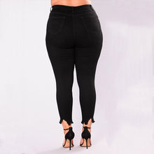 Load image into Gallery viewer, Women Holes Plus Size Jeans Pants Skinny Elastic Pencil Pants Mid Waist Black Jeans Woman Casual Spring 2-7XL Trousers - nevaehshalo
