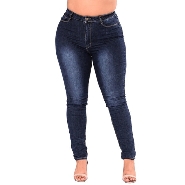 High Waist Jeans Femme Women 5XL 6XL 7XL Plus Size Leggings Blue Denim Skinny - nevaehshalo