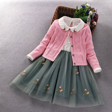 Load image into Gallery viewer, Girls clothing set new spring  princess coat+dress 2Pcs suit for girl party children clothes - nevaehshalo
