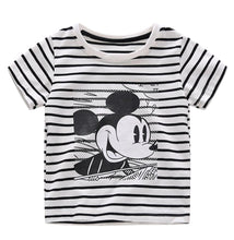 Load image into Gallery viewer, Boys and Girls Summer Cartoon Striped T Shirt + Denim Shorts - nevaehshalo
