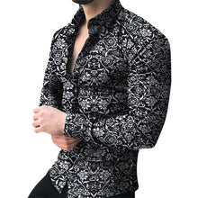 Load image into Gallery viewer, Men  Long Sleeve Top  Floral Male Casual Shirts - nevaehshalo
