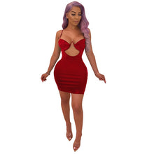 Load image into Gallery viewer, Women Sexy PU Leather Dress Hollow Out Strapless Spaghetti Straps  Mini Night Club Party Dress
