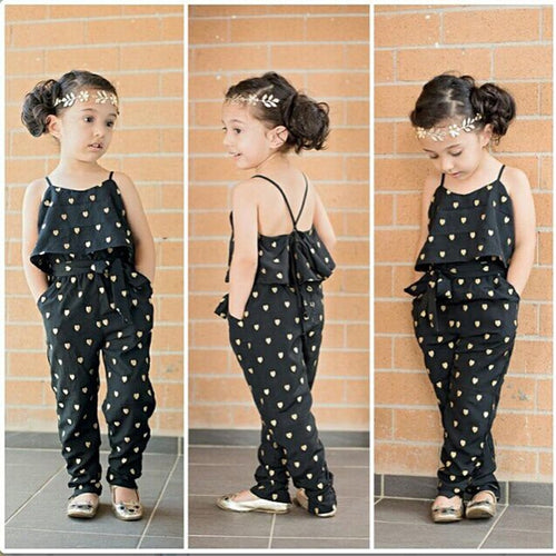 Summer Kids Girls Clothing Sets Cotton Sleeveless Polka Dot Strap Girls Jumpsuit Clothes Sets Outfits Children Suits - nevaehshalo