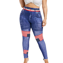 Load image into Gallery viewer, Women High Waist long Pants Plus Size 3D Jean Print American Flag Leggings Casual Pant Legging Athletic - nevaehshalo
