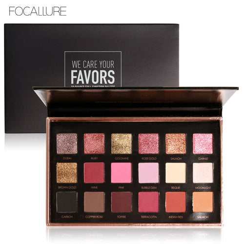 FOCALLURE 18 Colors Palette Shimmer Matte Pigment Eye Shadow Cosmetics Mineral Nude Glitter Eye Makeup Beauty - nevaehshalo