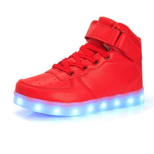 Load image into Gallery viewer, Led Children Shoes USB Charging Basket Shoes With Light Up Kids Casual Boys&amp;Girls Luminous Sneakers Gold silver - nevaehshalo
