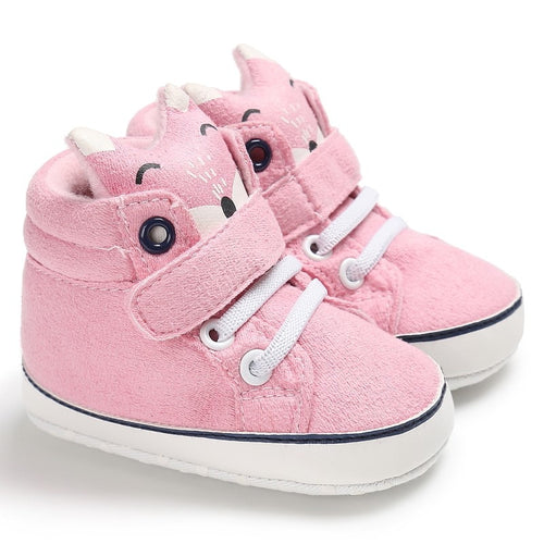 Kid Boy Girl Fox Head Lace Cotton Cloth First Walker Anti-slip Soft Sole Toddler Sneaker 1 Pair - nevaehshalo