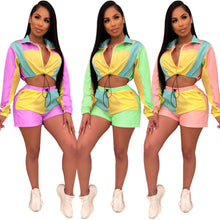 Load image into Gallery viewer, Two Piece Set Women Matching  Top and Biker Shorts
