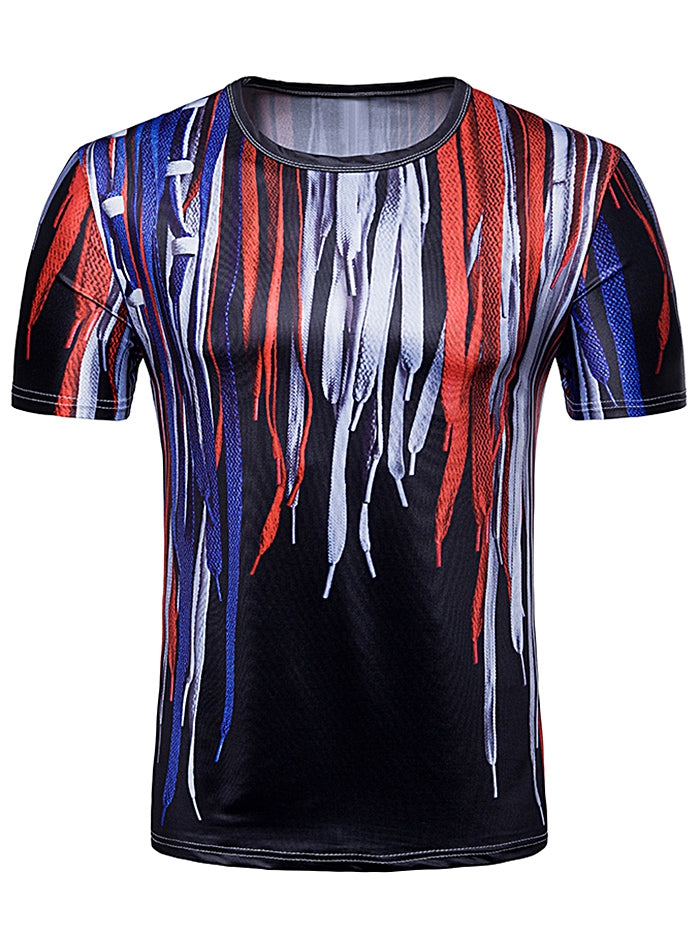 3D Shoelace Print Short Sleeve T-shirt - nevaehshalo