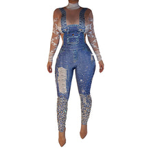 Load image into Gallery viewer, Women Fashion Sexy Plus Size Print Jeans Rompers Strap Pocket Denim Casual - nevaehshalo
