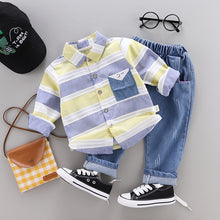 Load image into Gallery viewer, Fashion baby boys clothes spring striped shirt+jeans 2pcs set
