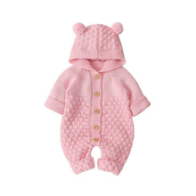 Load image into Gallery viewer, Newborn Sweater Baby Boy Girl  Romper Bear Ear Knit Hooded Jumpsuit Outfit
