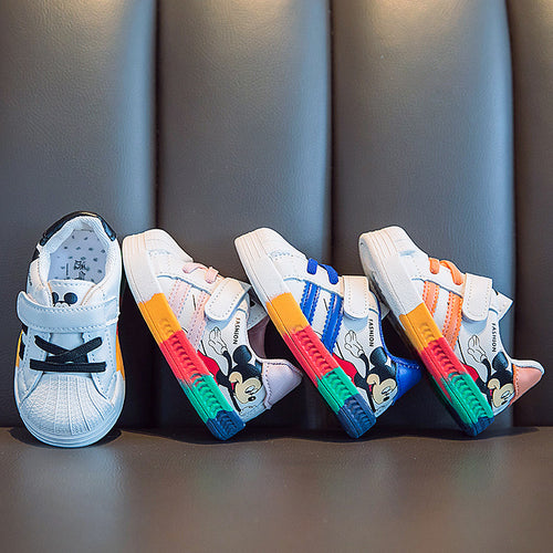 Disney autumn new baby shoes boys sneaker white shoes children girls rainbow bottom baby soft bottom casual shoes - nevaehshalo