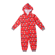 Load image into Gallery viewer, Christmas Pajamas Onesis  Matching String Lights Pattern Zipper Hood for Family
