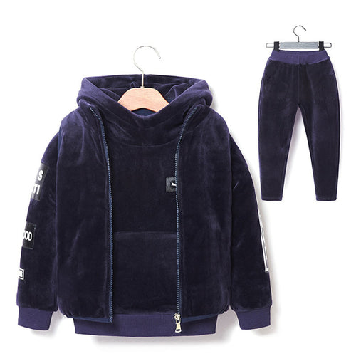 Brand Boys Warm Thicken Fleece Hoodies+Pants+Vest 3pcs Sets Girl Winter Sets Children Clothes Kids Casual Suits Christmas Outfit - nevaehshalo