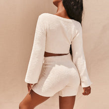 Load image into Gallery viewer, Casual  Flare Sleeve Sweatshirts 2 Piece Shorts Set Sexy - nevaehshalo
