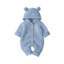 Load image into Gallery viewer, Newborn Sweater Baby Boy Girl  Romper Bear Ear Knit Hooded Jumpsuit Outfit
