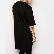 Load image into Gallery viewer, Hip Hop Style Clothing Mens Casual Long T Shirt Irregular Hem Extended Length Tees Side Split Solid Black Streetwear Tops Tee - nevaehshalo
