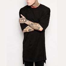 Load image into Gallery viewer, Hip Hop Style Clothing Mens Casual Long T Shirt Irregular Hem Extended Length Tees Side Split Solid Black Streetwear Tops Tee - nevaehshalo
