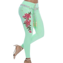 Load image into Gallery viewer, Women Stretch High Waist Skinny Embroidery Jeans
