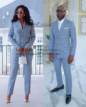 Load image into Gallery viewer, Classic Plaid Men &amp; Women Suit Slim Fit Peak Lapel Blazer 2 Pieces Sets
