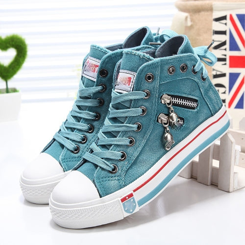 2021 NEW Women Fashion Sneakers Denim Canvas Shoes Spring/Autumn Casual Shoes Trainers Walking Skateboard Lace-up Shoes Femmes - nevaehshalo